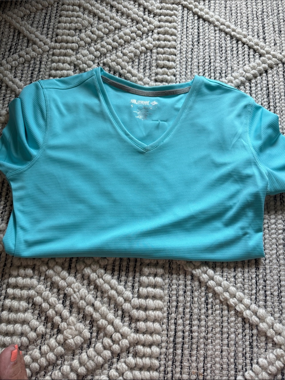 Reel Legends V-Neck Short Sleeve Tee in Aqua Blue
